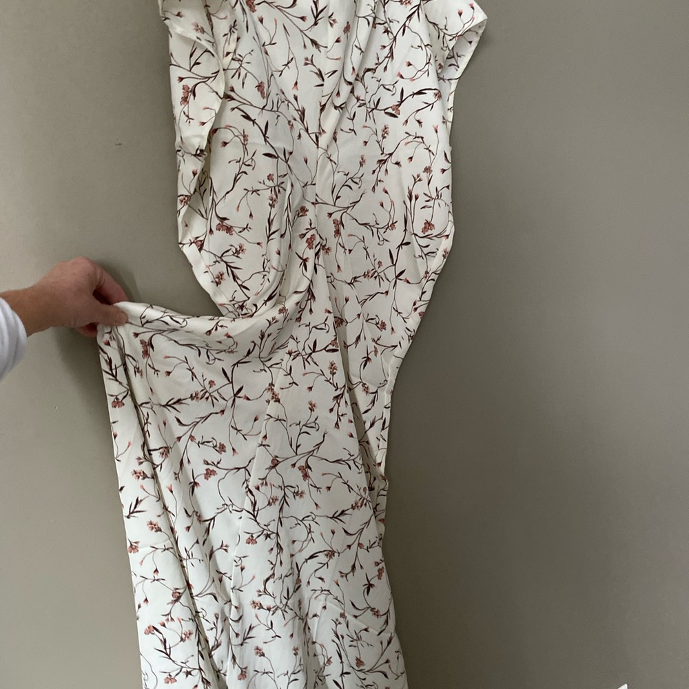 H&M Cream Maxi Dress with Rust Floral Print (S) new